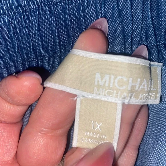 MICHAEL Michael Kors Women's Wide Leg Pull On Chambray Pants, sz 1X - Picture 8 of 11
